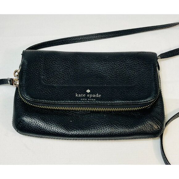 Kate Spade New York Mansfield Mariana Black Pebble Leather Crossbody Bag - Picture 1 of 11